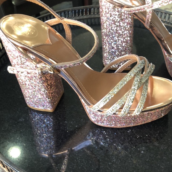 ASH pink copper platform strappy sandals Glitter Size 9 US 40 UK/Eur - Picture 7 of 14